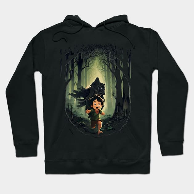 Dark Persuit - Halfling Fleeing from a Black Rider - Fantasy Hoodie by Fenay-Designs